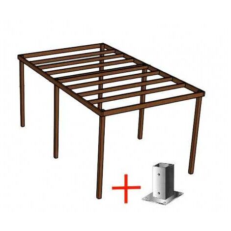 Sud Bois – Kit pergola carport en douglas 3m x 5m – Structure légère – Traitement naturel – 6 supports inclus pour installation rapide