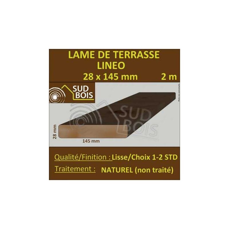 Lame Terrasse 28x145mm Douglas Naturel Lisse 2m