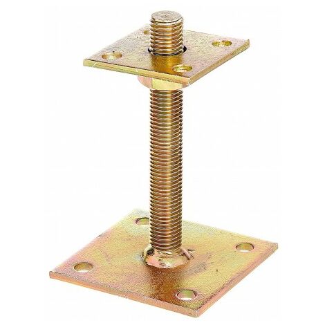 Sud Bois – Pied de poteau réglable galvanisé 30-150 mm – Acier traité – Fixation par trous de 10,5 mm – Pour ancrage poteaux bois et béton