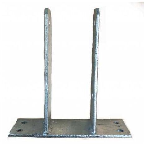 Sud Bois – Support d'ancre à fixer en U pour poteaux 9x9 cm – Acier galvanisé 5 mm – Longueur tige 20 cm – Fixation béton