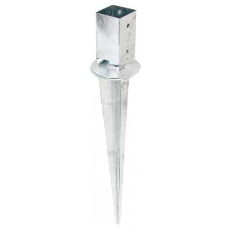 Sud Bois – Support pied de poteau à enfoncer réglable – Acier galvanisé – Hauteur 750 mm – Fixation 4 trous diamètre 10 mm – Dimensions 71x71 mm