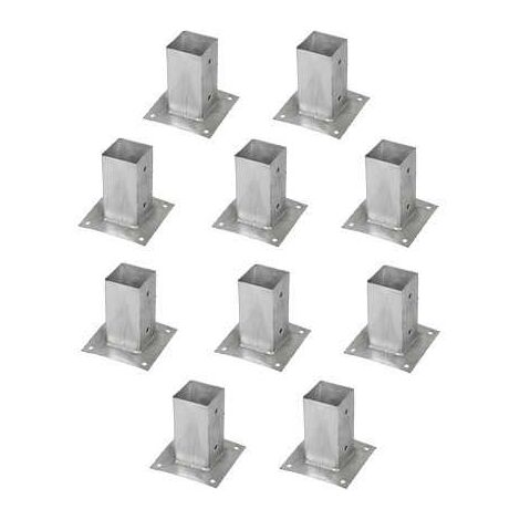 Sud Bois – Support pied de poteau en acier galvanisé à chaud 90x90 mm – Fixation par vissage – Lot de 10 unités – Pour poteaux en bois et béton
