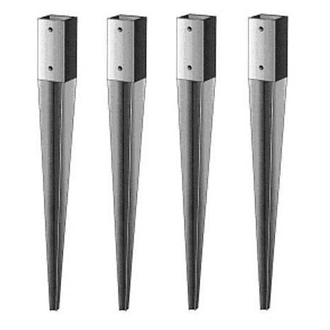 Sud Bois – Support pied de poteau galvanisé à chaud 750 mm – Pour poteaux 69 x 69 mm ou 70 x 70 mm – Lot de 4 unités