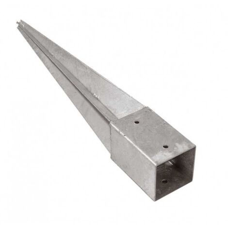 Sud Bois – Support pied de poteau 12 x 12 cm – Longueur 90 cm – Galvanisé à chaud – 4 trous de fixation pour montage sécurisé