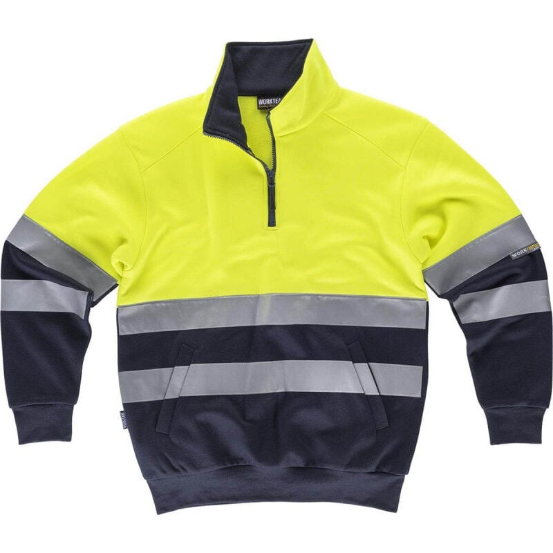 

Sudadera combinada con cintas reflectantes con bolsillos interiores WORKTEAM C9035 | XXL - Amarillo / Azul marino