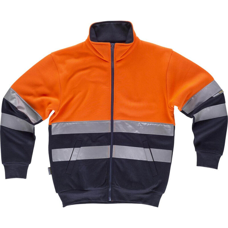 

Sudadera de Alta visibilidad de cuello alto y cierre completo C9037 | S - Naranja / Azul marino - Workteam