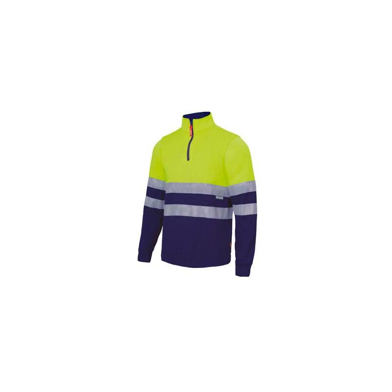 

Sudadera Bicolor Alta Visibilidad con cremallera Amarillo Fluor / Azul Navy Talla XL Velilla