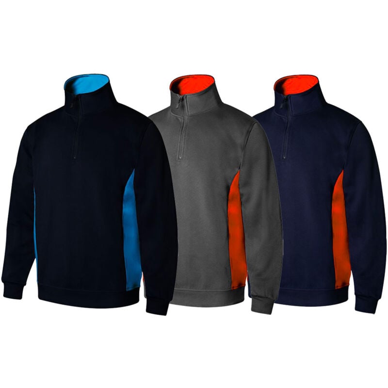 

Sudadera bicolor con media cremallera con tratamiento antipilling Serie V105704 | XL - Gris / Celeste - Velilla