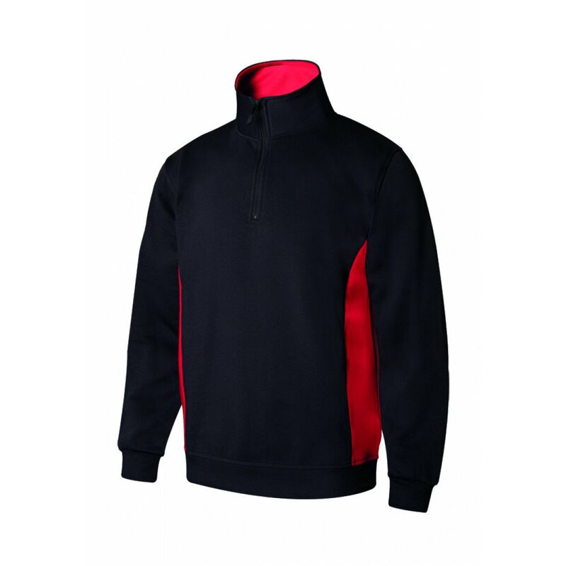 

Sudadera bicolor con media cremallera con tratamiento antipilling Serie V105704 | M - Negro / Rojo - Velilla