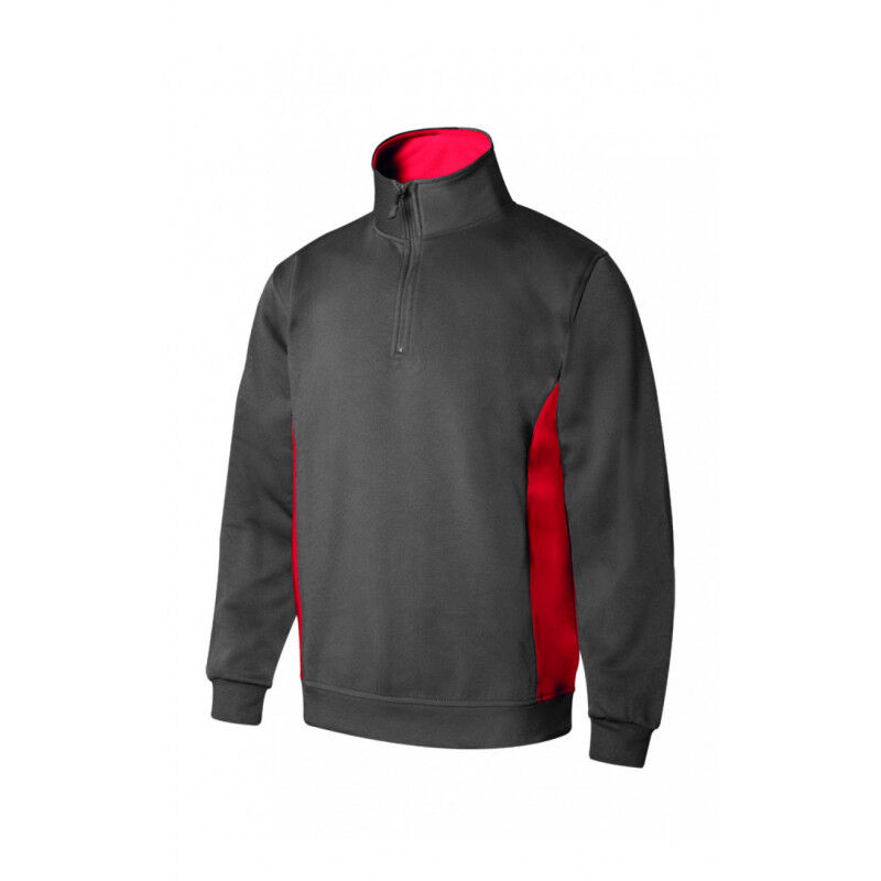 

Sudadera bicolor con media cremallera con tratamiento antipilling Serie V105704 | L - Gris/Rojo - Velilla