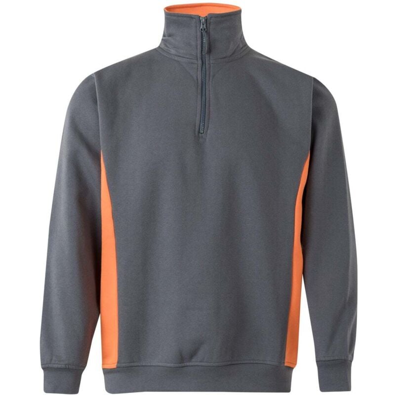 

Sudadera bicolor con media cremallera con tratamiento antipilling Serie V105704 | S - Gris / Naranja - Velilla