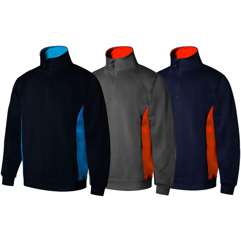 

Sudadera bicolor con media cremallera con tratamiento antipilling VELILLA Serie V105704 | 3XL - Gris / Naranja