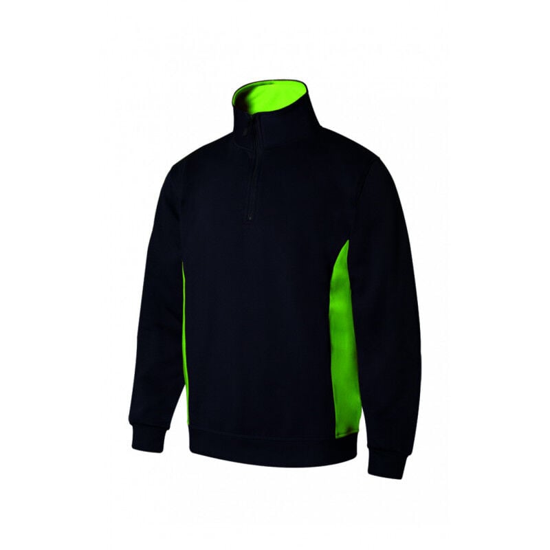 

Sudadera bicolor con media cremallera con tratamiento antipilling Serie V105704 | L - Negro / Verde lima - Velilla
