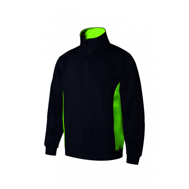 

Sudadera bicolor con media cremallera con tratamiento antipilling Serie V105704 | XL - Negro / Verde lima - Velilla