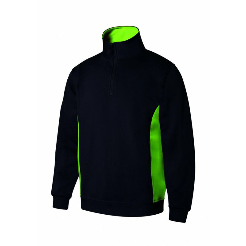 

Sudadera bicolor con media cremallera con tratamiento antipilling VELILLA Serie V105704 | 3XL - Negro / Verde lima