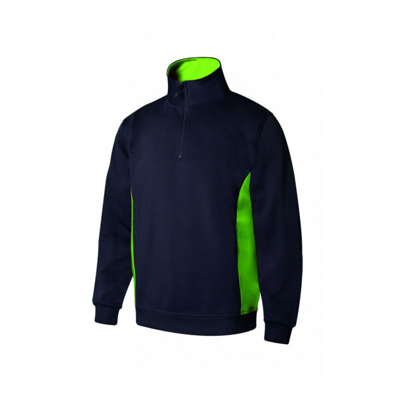 

Sudadera bicolor con media cremallera con tratamiento antipilling Serie V105704 | 3XL - Azul navy / Verde lima - Velilla