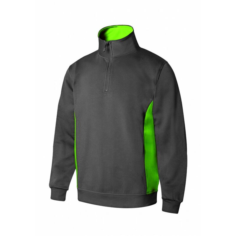 

Sudadera bicolor con media cremallera con tratamiento antipilling Serie V105704 | XS - Gris / Verde lima - Velilla