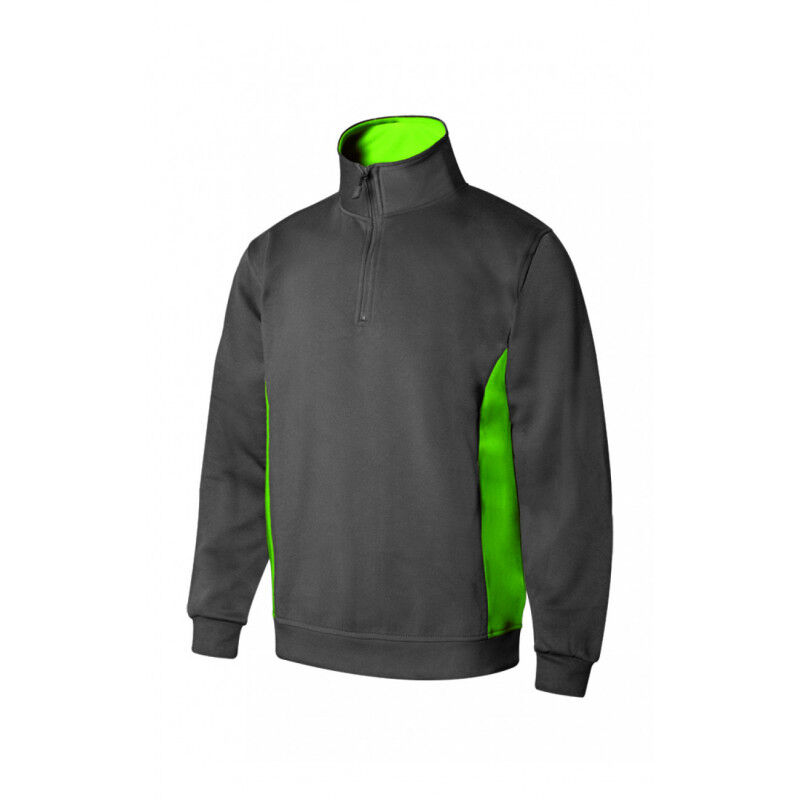

Sudadera bicolor con media cremallera con tratamiento antipilling Serie V105704 | XXL - Gris / Verde lima - Velilla