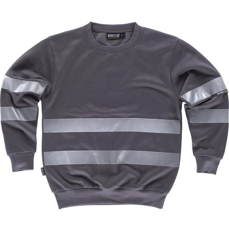 

Sudadera clásica de cuello redondo con cintas reflectantes Combi C9031 | Gris - XL - Workteam