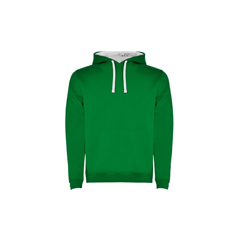 

Sudadera con capucha bicolor de doble tejido URBAN SU1067 | XS - Verde Kelly/Blanco