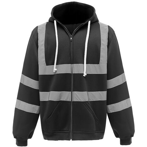 Sudadera con capucha con cremallera de seguridad completa para ropa de trabajo de alta visibilidad (Schwarz