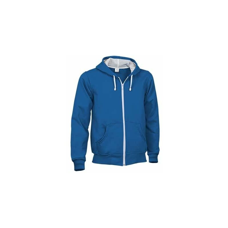 

Sudadera con capucha en diseño moderno Mamut | L - Azul Royal/Blanco - Valento