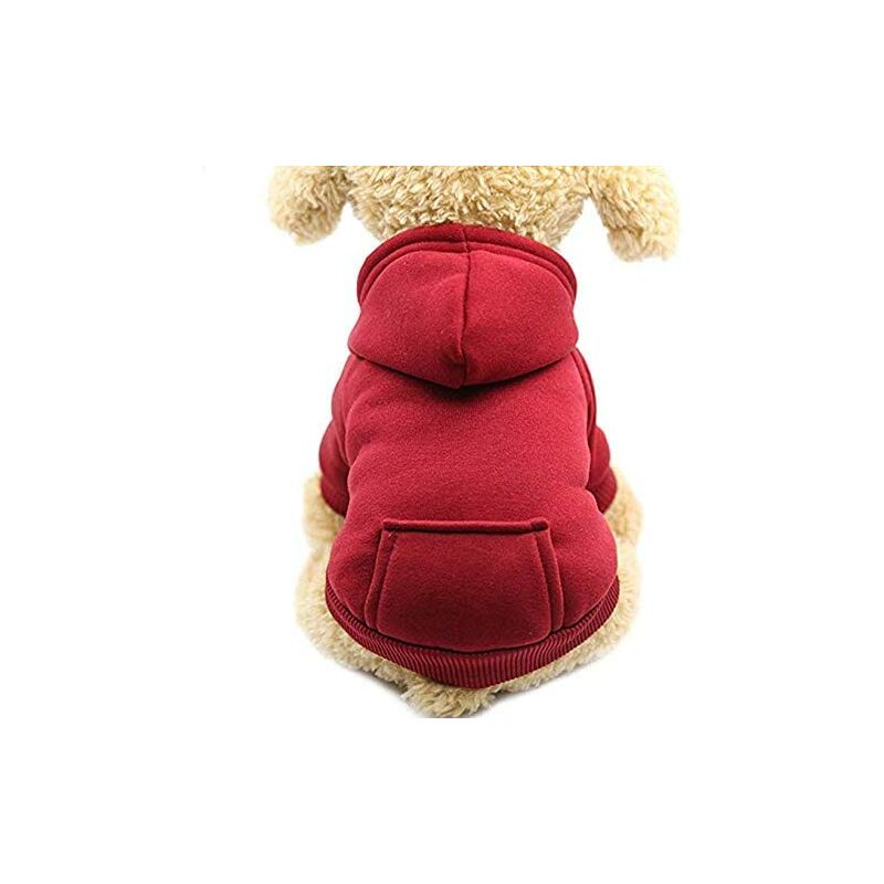 

Sudadera con capucha para gatos Ropa de algodón para perros con abrigo de invierno y bolsillo exterior （Rojo）