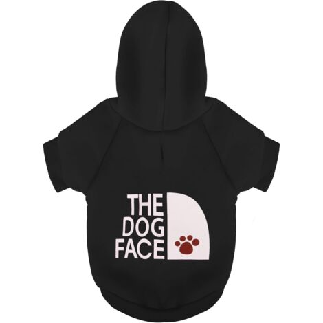 Sudadera con capucha para perro chihuahua negra: mantén a tu cachorro abrigado y con estilo con una sudadera con estampado "The Dog Face", ropa para mascotas y un abrigo.