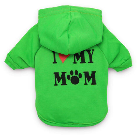 Sudadera con capucha para perro, sudadera "Amo a mi mamá", sudadera cálida para cachorros, 100% felpa, multicolor, varias tallas (XS, S, M, L)
