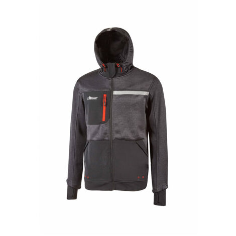 Sudadera de trabajo con capucha y cremallera GALAXY - Gris 4XL