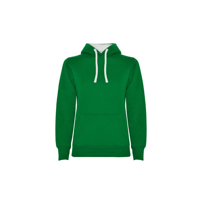 

Sudadera entallada de corte femenino con capucha URBAN WOMAN SU1068 | S - Verde Kelly/Blanco