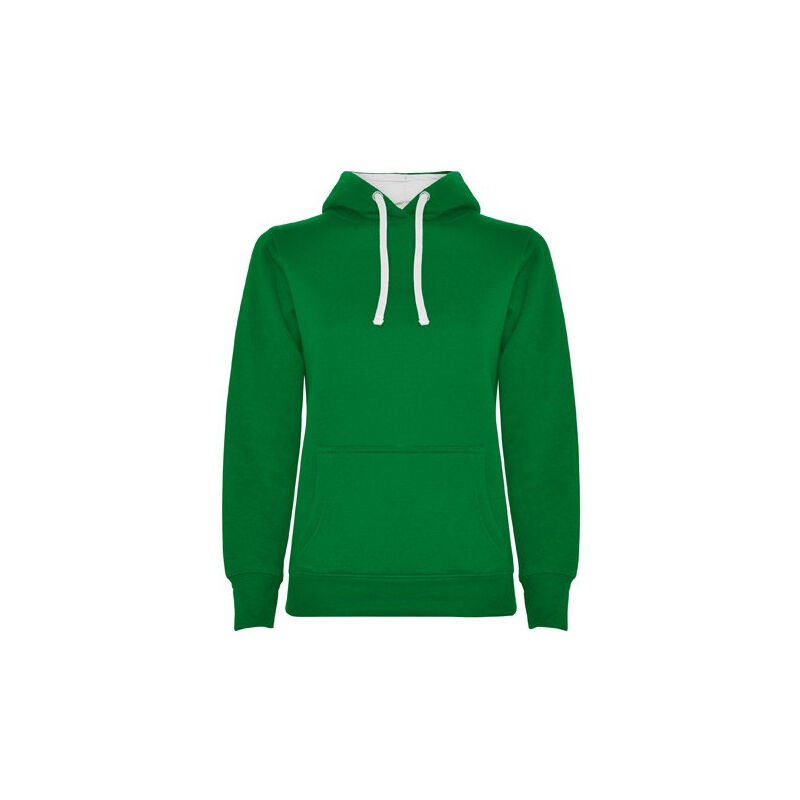 

Sudadera entallada de corte femenino con capucha URBAN WOMAN SU1068 | XXL - Verde Kelly/Blanco