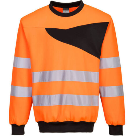 Sudadera PW2 de alta visibilidad con cuello redondo / Naranja Negro / 4XL