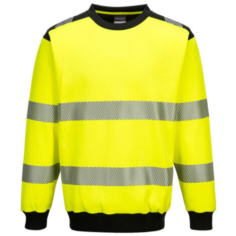 Sudadera PW3 de alta visibilidad con cuello redondo Amarillo/Negro L