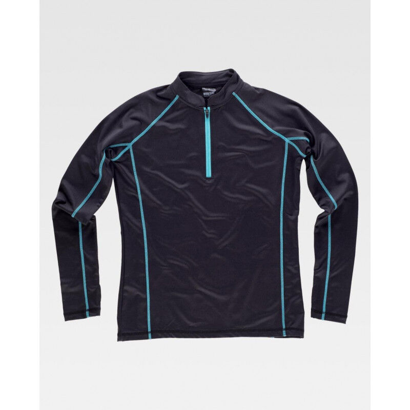 

Sudadera sport de cuello mao para mujer S7555 | XL - Negro / Turquesa - Workteam