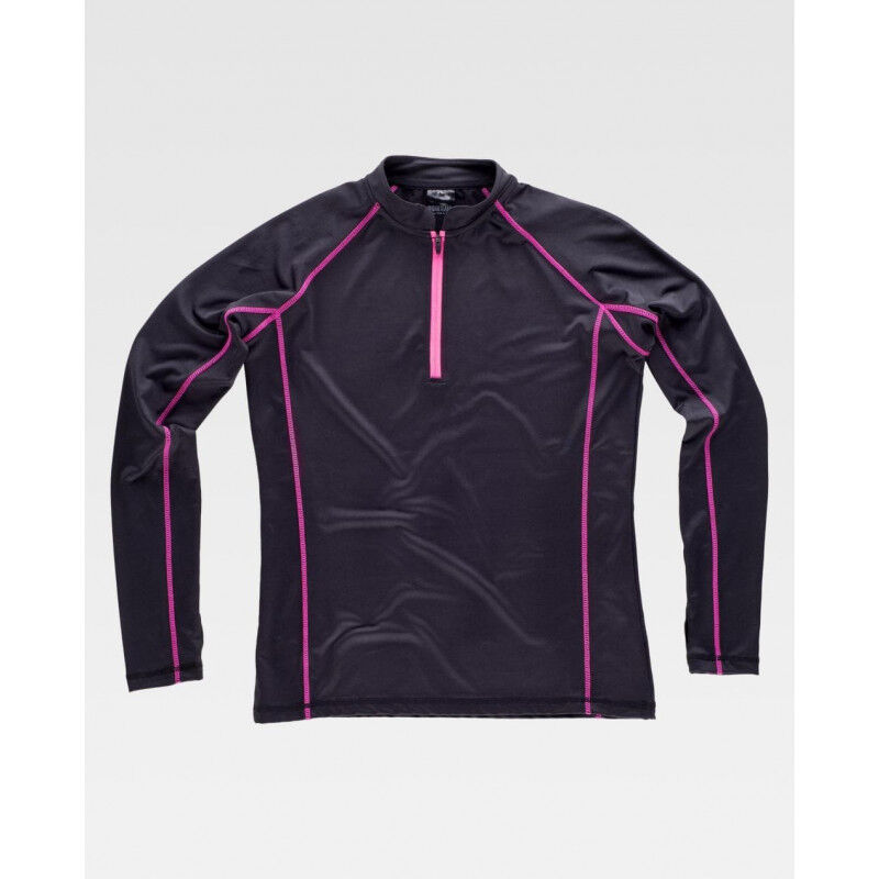 

Sudadera sport de cuello mao para mujer S7555 | L - Negro / Rosa fluor - Workteam