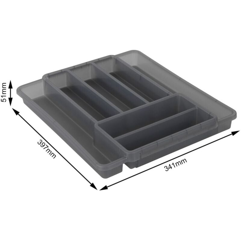 Rotho - Range-couverts Domino 7 compartiments Anthracite
