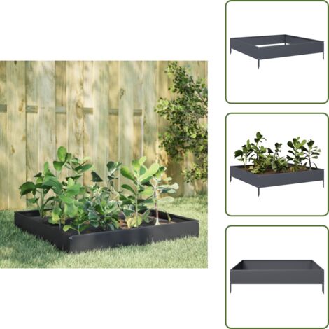 Suelo abierto - vidaXL Arriate de acero gris antracita 100x100x26 cm - Contenedor de compost