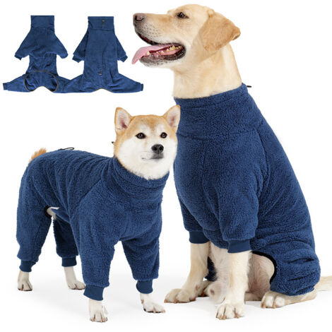 Suéter de invierno suave para perros, abrigo de lana cálido para clima frío, mono de invierno cómodo y cortavientos en color azul.