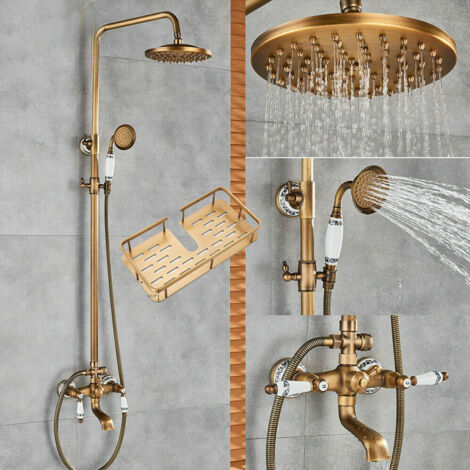 Suguword – Colonne de douche sans robinetterie – Douche de tête pluviale 200 mm – Hauteur réglable 360° – Installation facile avec accessoires inclus