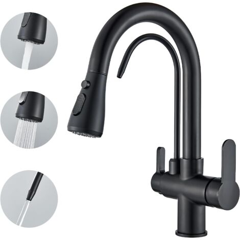 Suguword – Mitigeur de cuisine en acier inoxydable – Poignée rotative 360° – Modes jet et pulvérisation – Installation facile avec accessoires