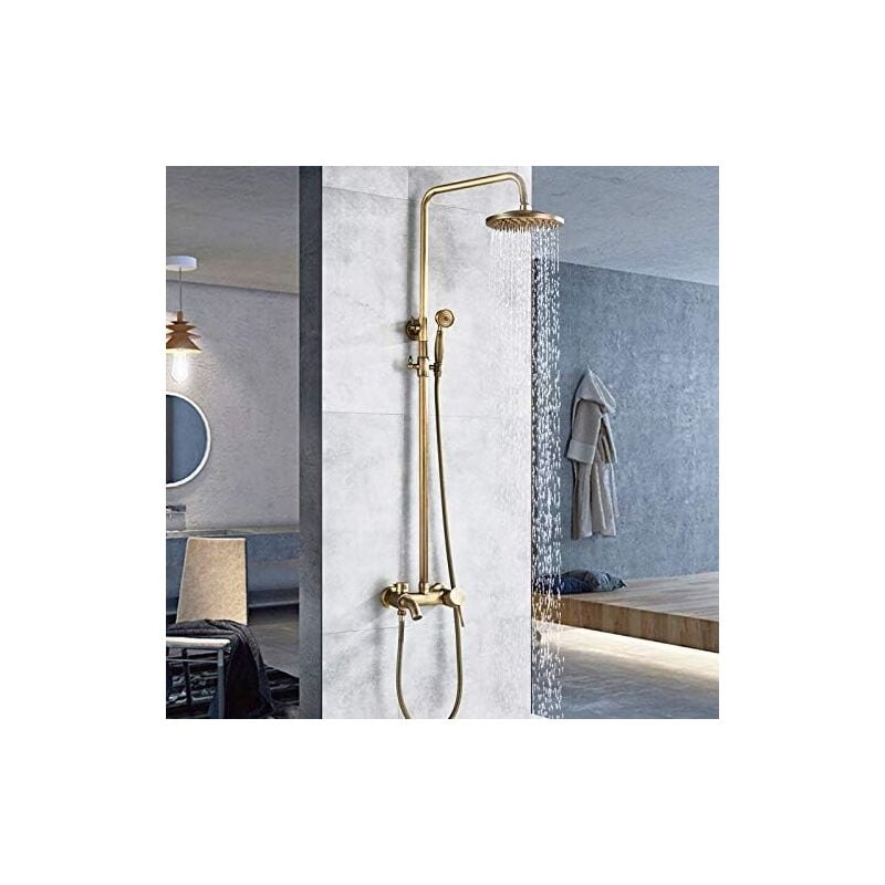 Rétro Colonne de Douche Réglable Ensemble de Douche Mural Set de Douche en Kit de Douche pour Salle de Bain