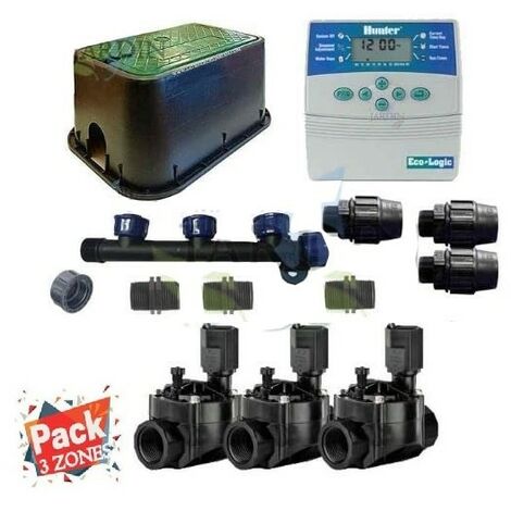 Suinga – Kit d'irrigation automatique 3 zones – Programmateur électrique 4 stations – Électrovanne 24V – Pression 1 à 10,3 bars