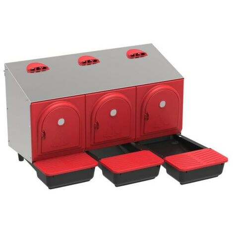 Suinga – Niche à pondre pour 18 poules – 3 départements – Dimensions 78x45x46 cm – Plastique antiseptique – Plateau amovible pour nettoyage facile