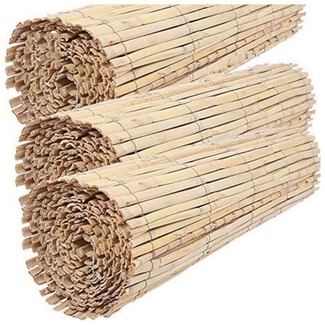 Suinga – Pack de 3 canisses naturelles fendues 1 x 5 m – Roseau pour occultation et délimitation – Fil galvanisé 1 mm tous les 17 cm