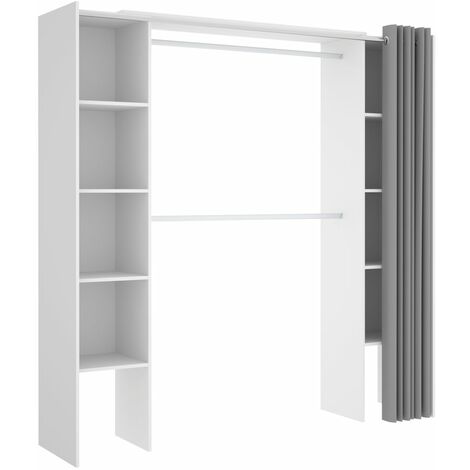 Vestidor extensible 2 armarios + 4 estantes + 1 cajón ELYSEE