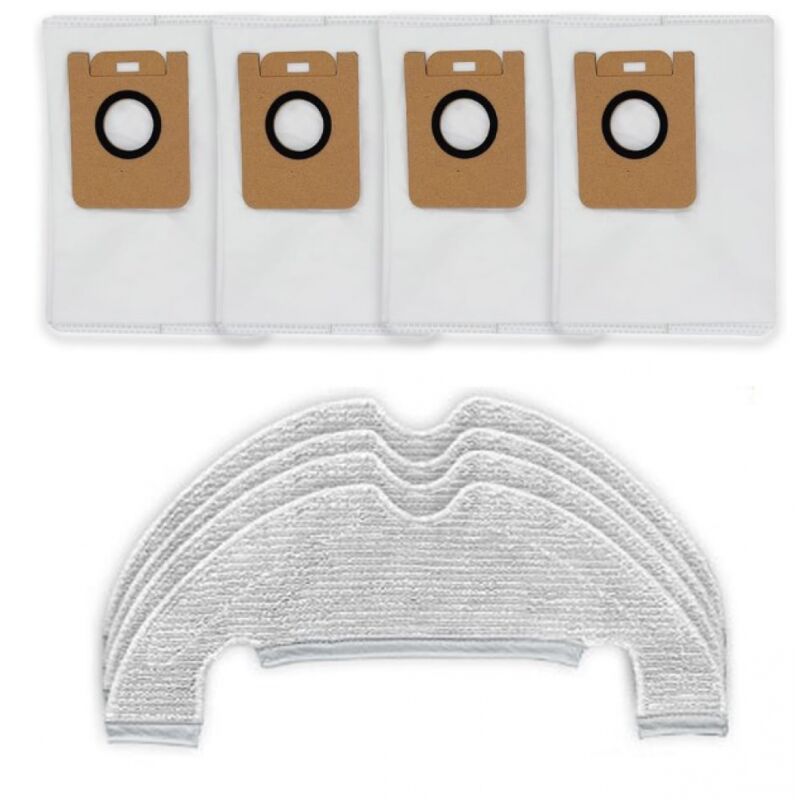 Linghhang - Suitable for Dreame D10 Plus RLS3D Robot Vacuum Cleaner Accessory Kit, Replacement Parts, Including 4 Cleaning Cloths and 4 Vacuum Bags