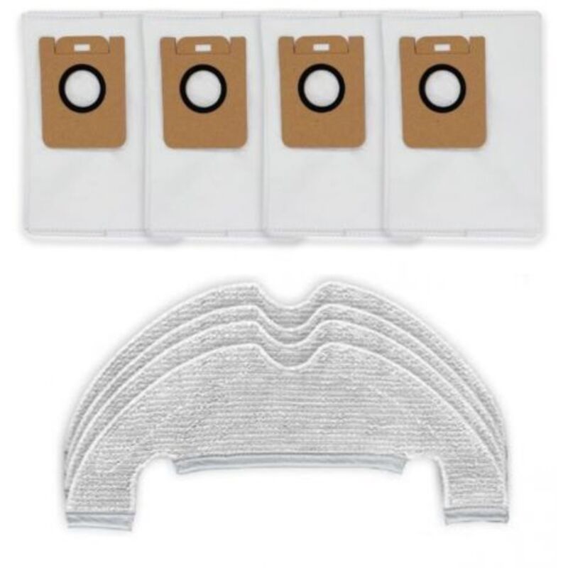 Suitable for Dreame D10 Plus RLS3D Robot Vacuum Cleaner Accessory Kit, spare parts, including 4 cleaning cloths and 4 vacuum bags