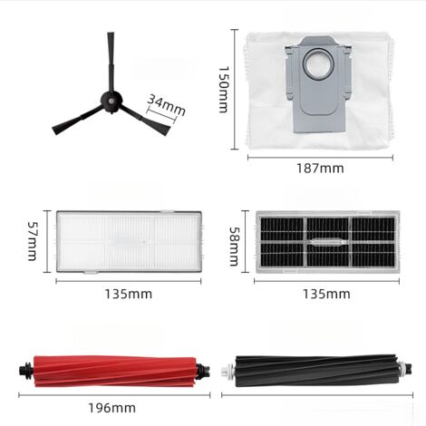 Suitable for Roborock robot vacuums, accessories, for S8/S8+/S8 Pro/G20, main brush/filter/dust bag set.