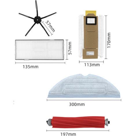 Suitable for Roborock sweepers, including S7, T7S, and T7Splus models, main brush/filter/cloth/dust bag, sweeper accessories, and kits.